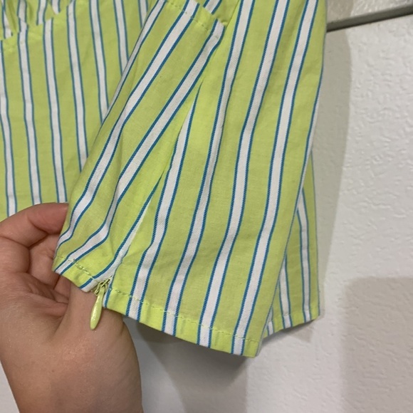 SANCTUARY STRIPED COTTON POPLIN BLOUSE TOP GREEN MEDIUM - Picture 4 of 9